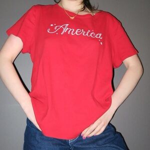 Red "America" cotton t-shirt